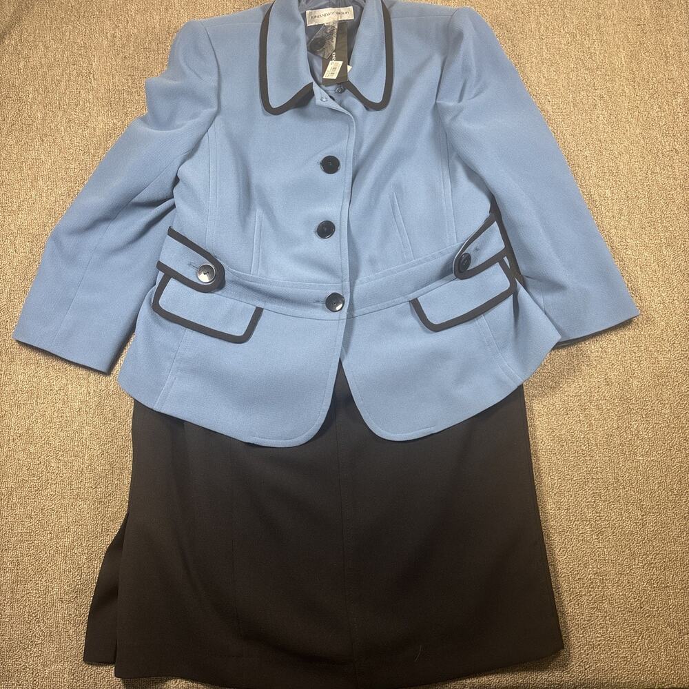 Tg Jones New York Women’s Skirt Suit Blue Size 14 Business NWT